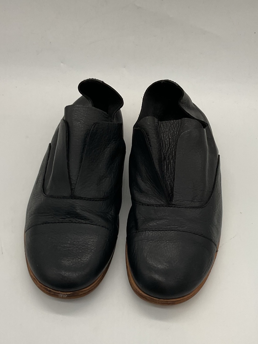 Kork-Ease Black Leather Slip-On Loafers with Brown Sole
